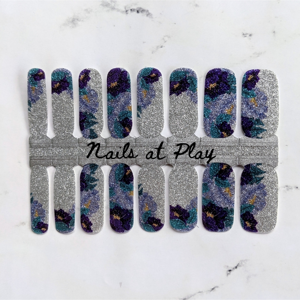 5 for $15 Nail Wraps- Bed of Flowers (Glitter)